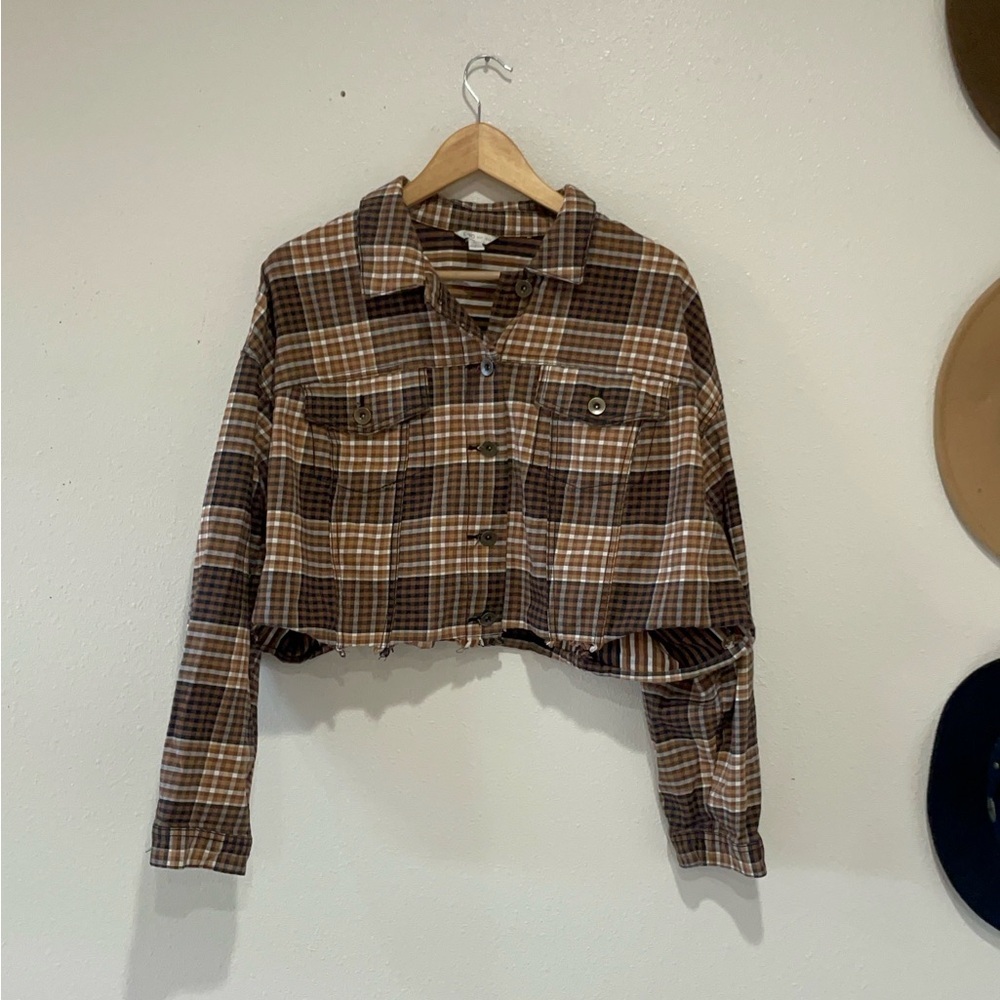 Cato Brown Plaid Cropped Jacket